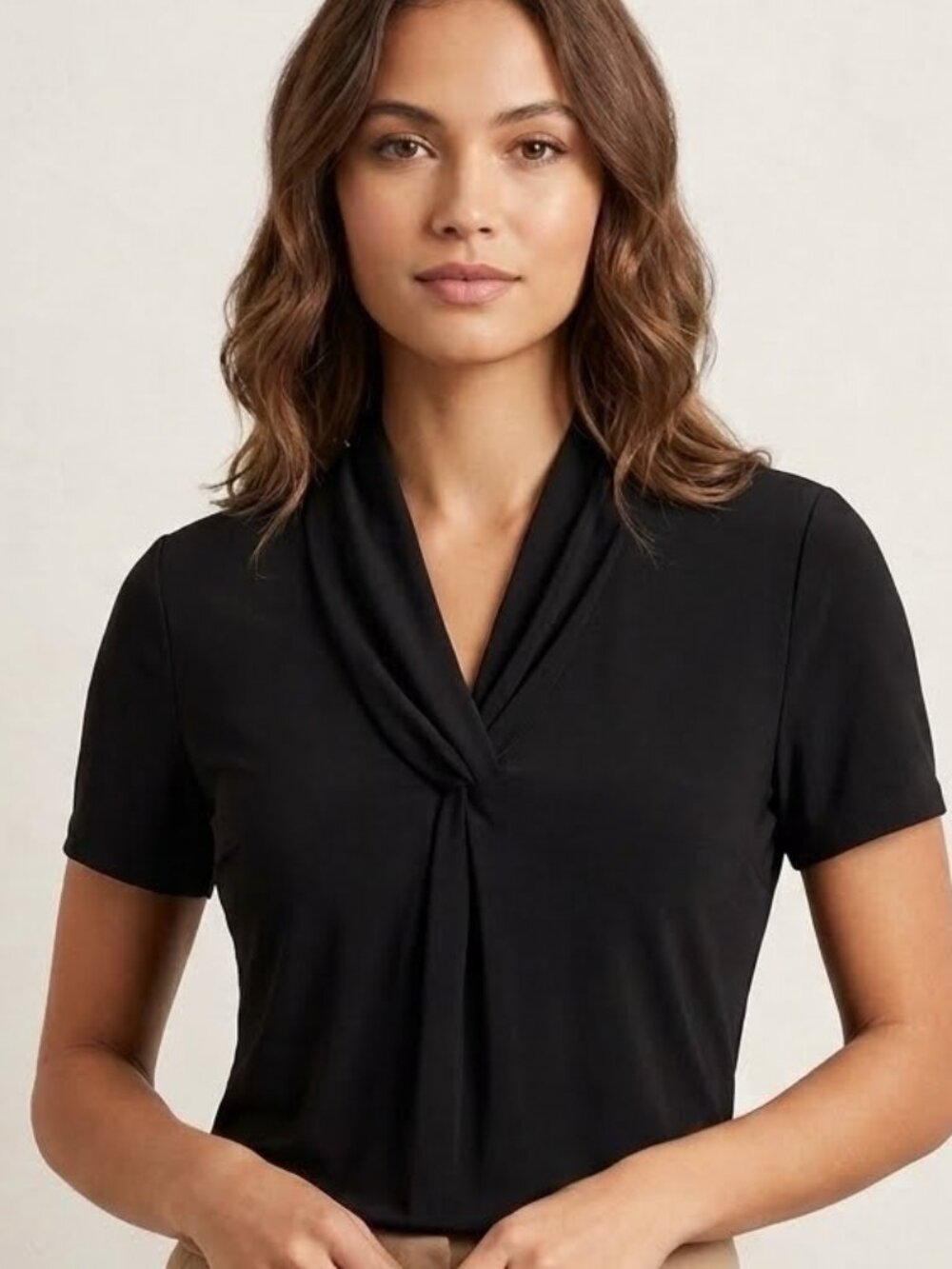 Adrianna Papell Black Short Sleeve Top Size Small